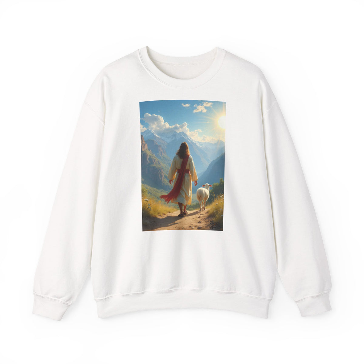 Jesus and the Lost Lamb | Crewneck Sweatshirt | Christian Art | Faith-Inspired
