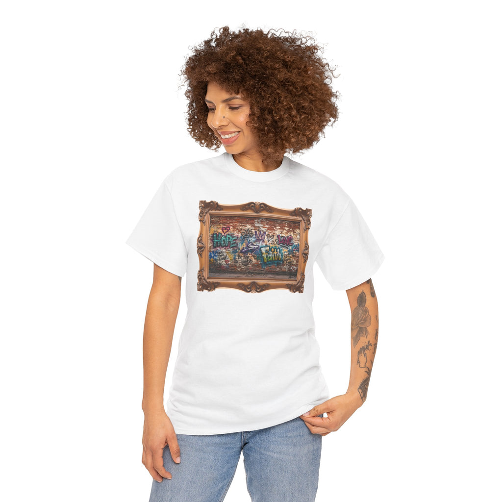 Walls of Faith - Framed - T-Shirt | Religious Inspirational Tee | Hope + Faith + Love