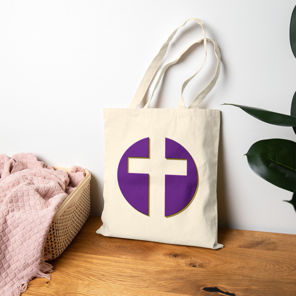 Minimalist Cross Circle - Canvas Tote Bag