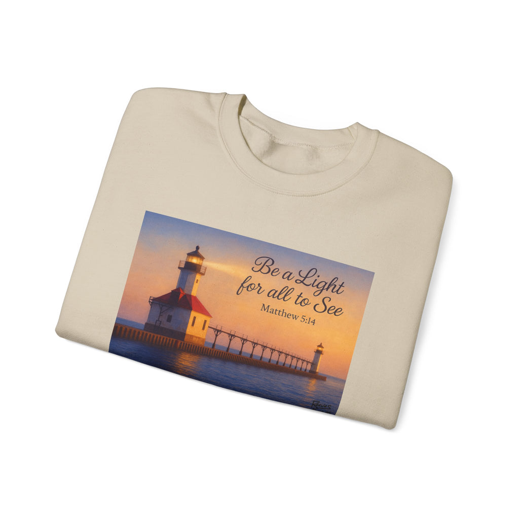 Be a Light - Matthew 5:14 | Crewneck Sweatshirt | Christian Art | Inspirational Scripture
