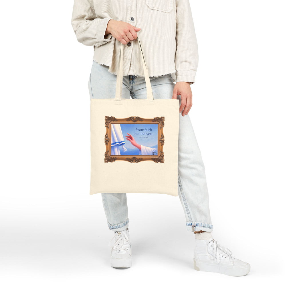 Your Faith Healed You (Luke 8:48) - Framed - Canvas Tote Bag