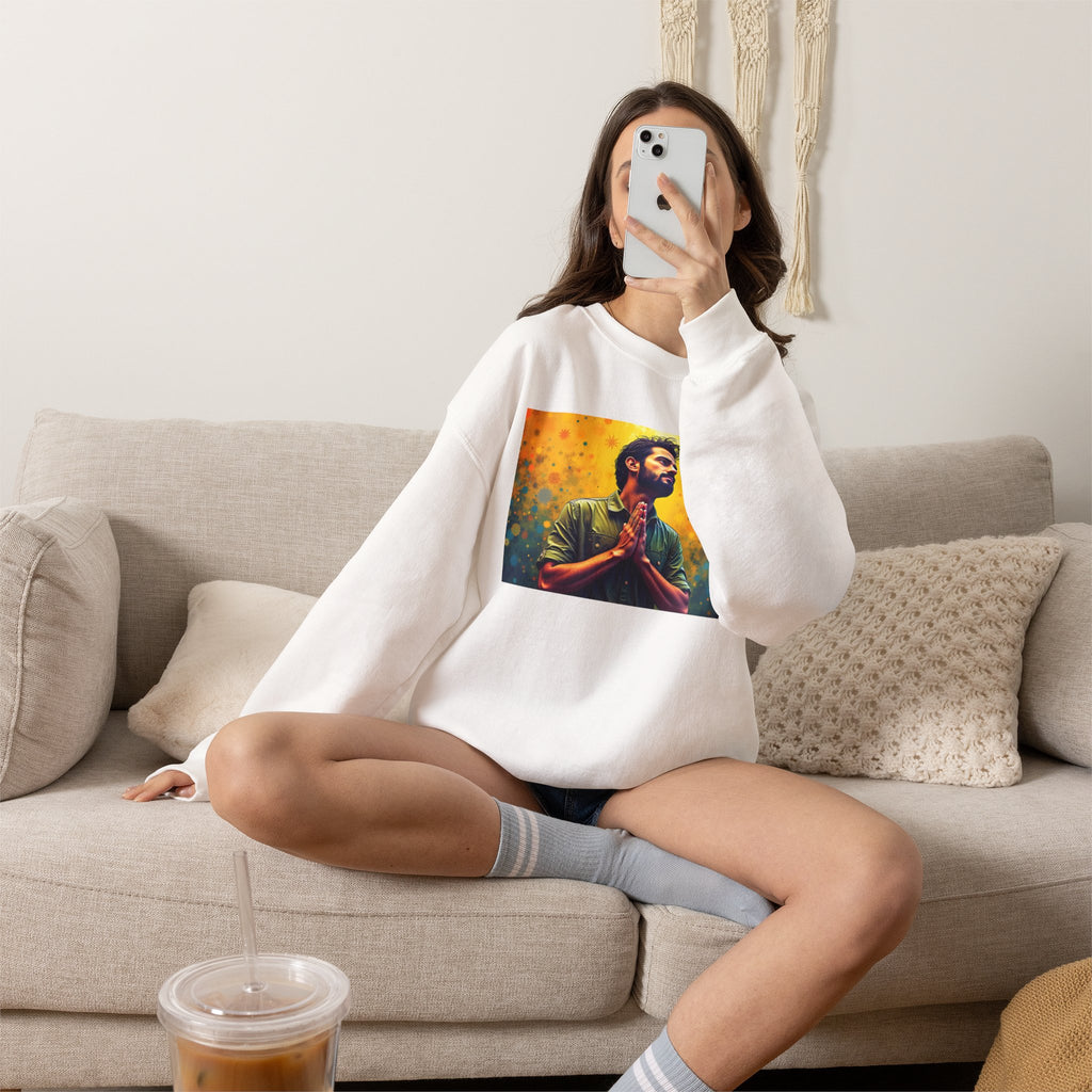 Praying Man Starburst - Crewneck Sweatshirt | Prayer Shirt