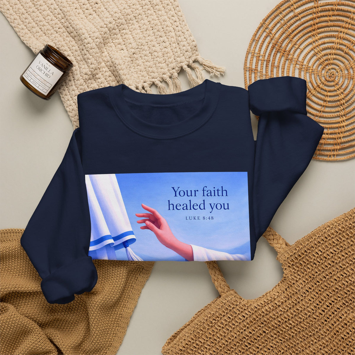 Your Faith Healed You (Luke 8:48) - Crewneck Sweatshirt | Bible Art