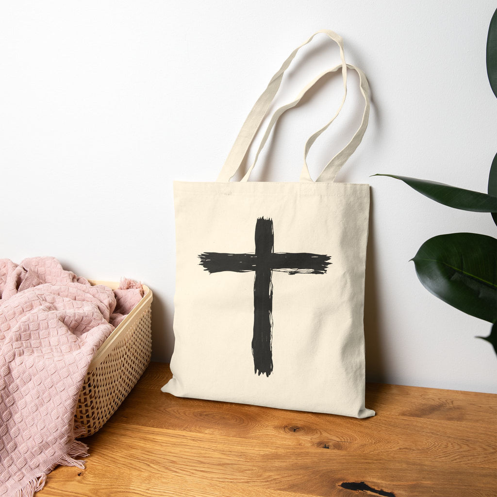 Minimalist Cross - Canvas Tote Bag