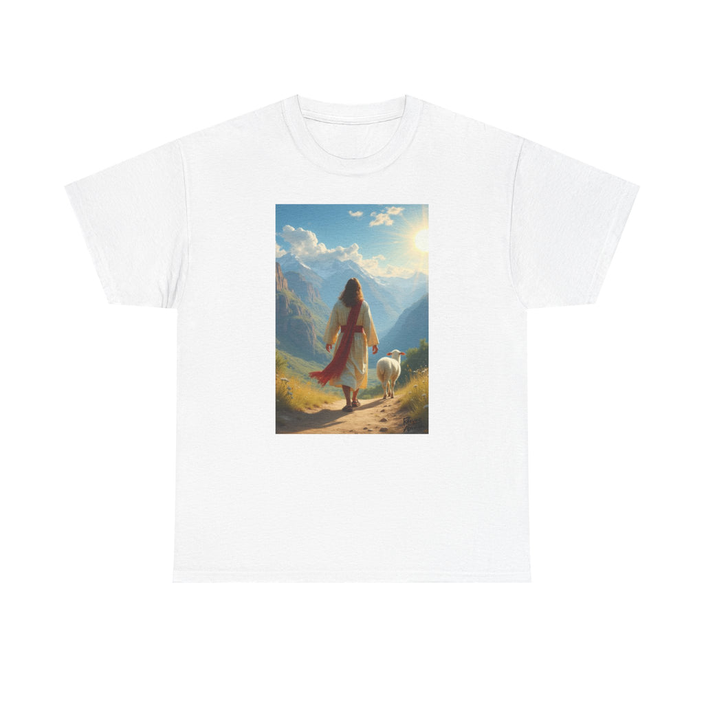 Jesus and the Lost Lamb - T-Shirt | Religious Inspirational Tee, Jesus Faith Artwork