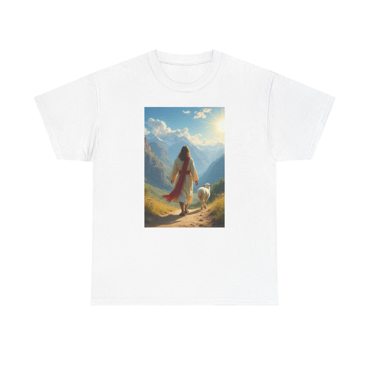 Jesus and the Lost Lamb - T-Shirt | Religious Inspirational Tee, Jesus Faith Artwork