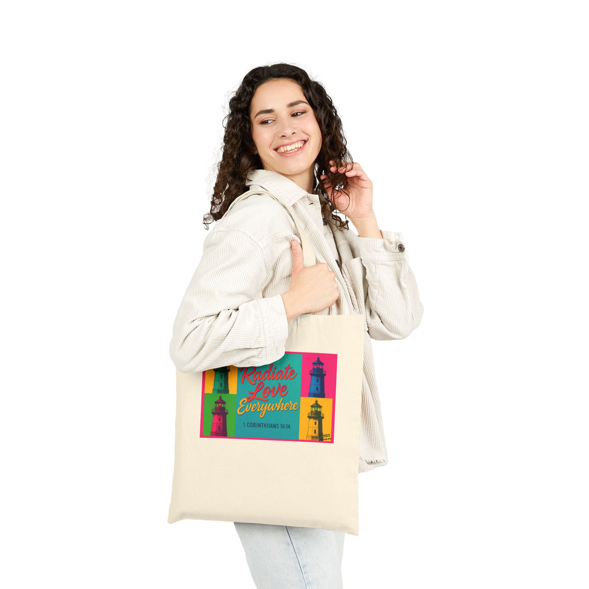 Radiate Love Everywhere - Canvas Tote Bag - 1 Corinthians 16:14