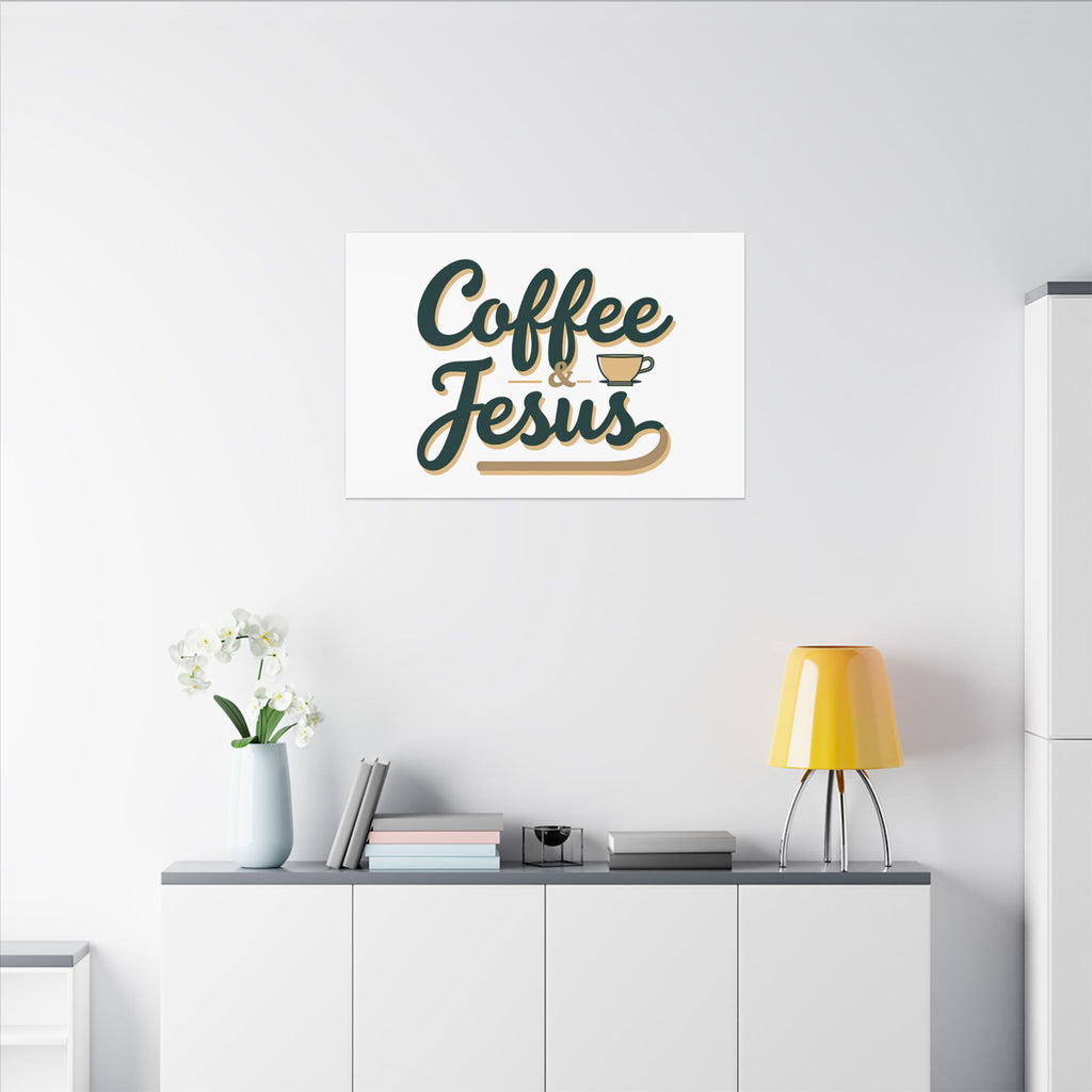 Coffee and Jesus | 36" x 24" Canvas (Horizontal) | Christian Pop Art | Faith Wall Decor - Simple Morning Rhythm