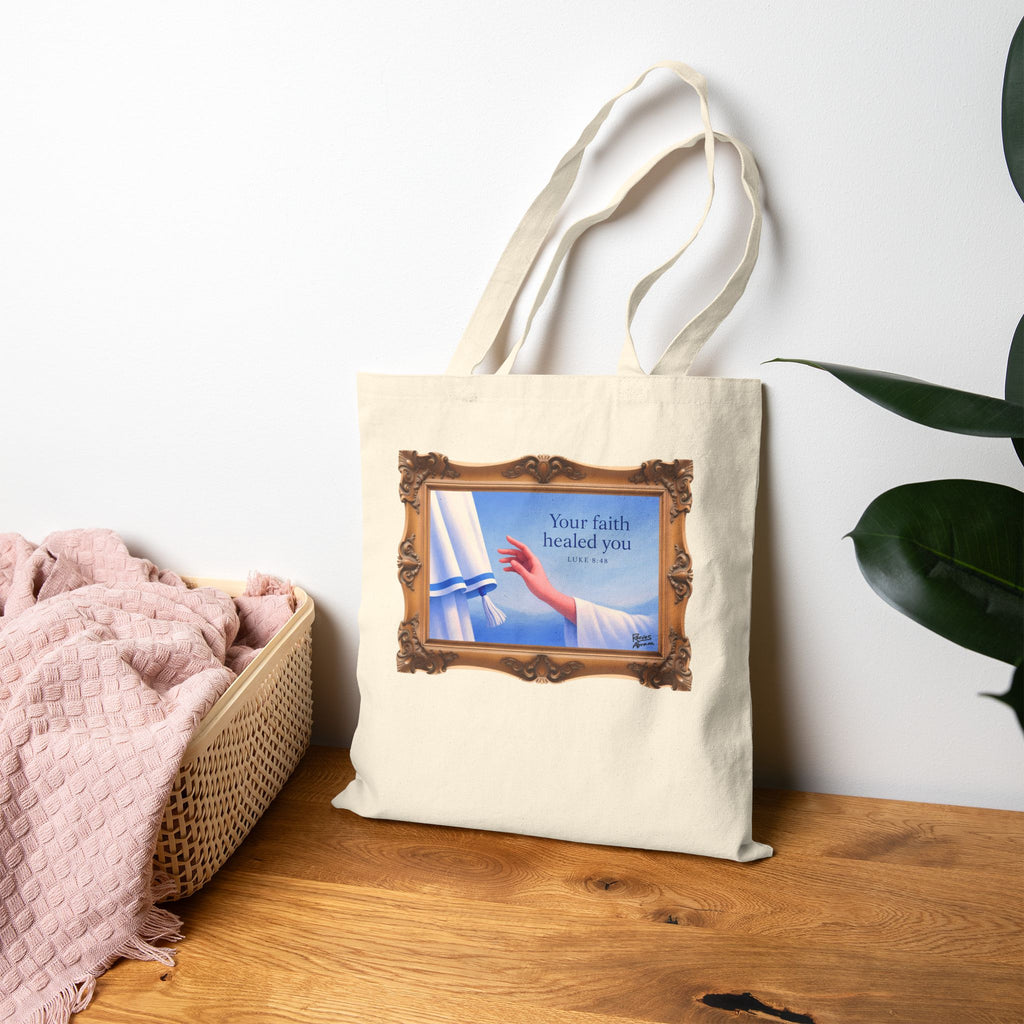 Your Faith Healed You (Luke 8:48) - Framed - Canvas Tote Bag