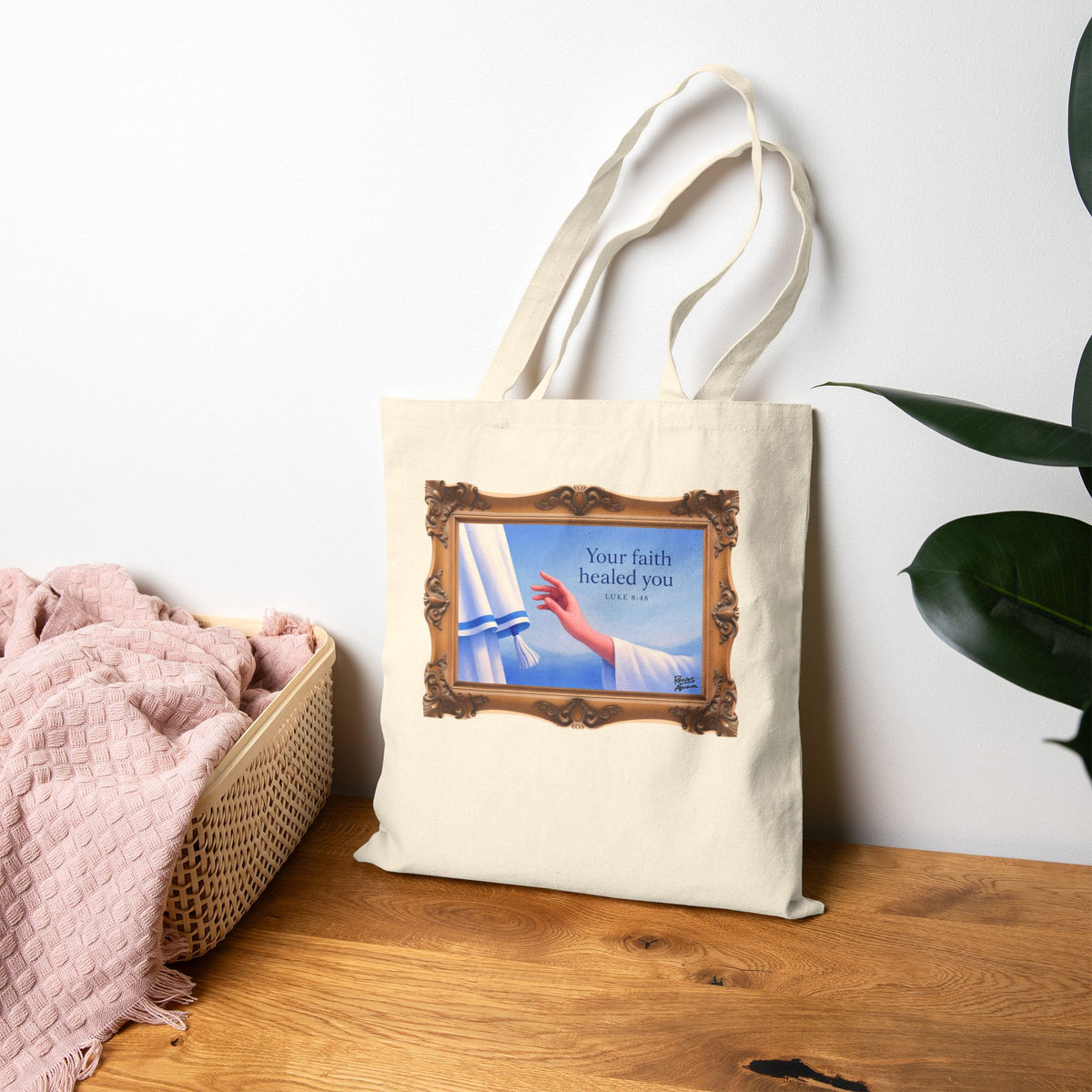 Your Faith Healed You (Luke 8:48) - Framed - Canvas Tote Bag