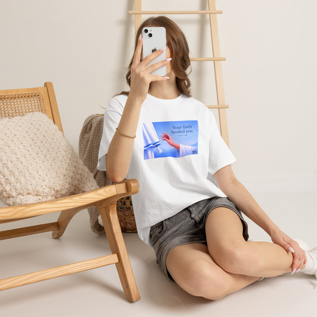Your Faith Healed You (Luke 8:48) - T-Shirt | Religious Inspirational Tee, Jesus in Bible Artwork
