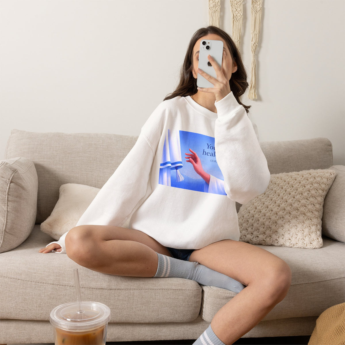 Your Faith Healed You (Luke 8:48) - Crewneck Sweatshirt | Bible Art