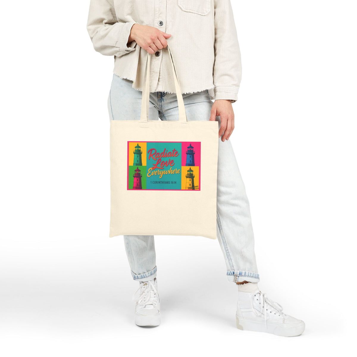 Radiate Love Everywhere - Canvas Tote Bag - 1 Corinthians 16:14
