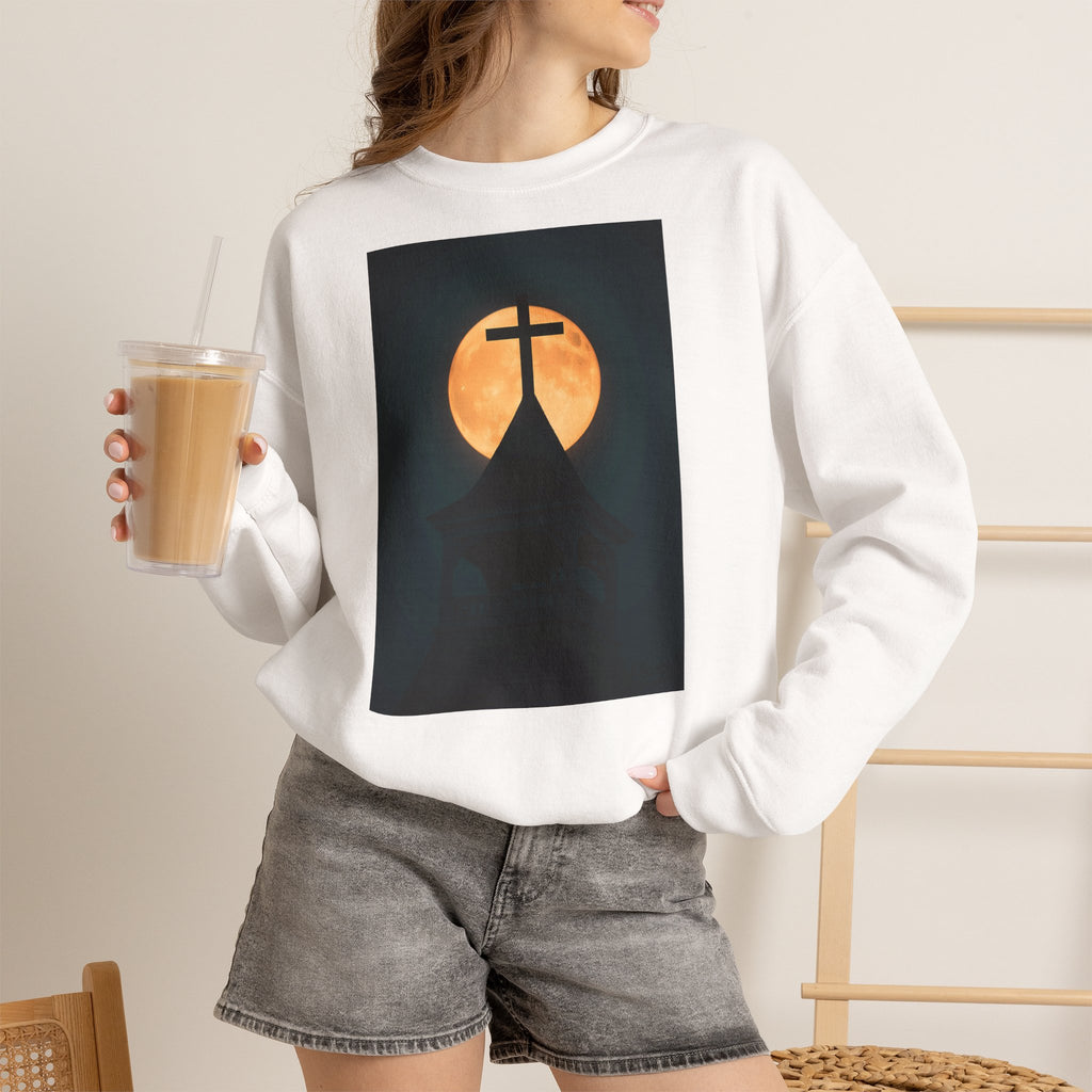 Church Steeple Moon - Crewneck Sweatshirt | Beauty of the Night Sky