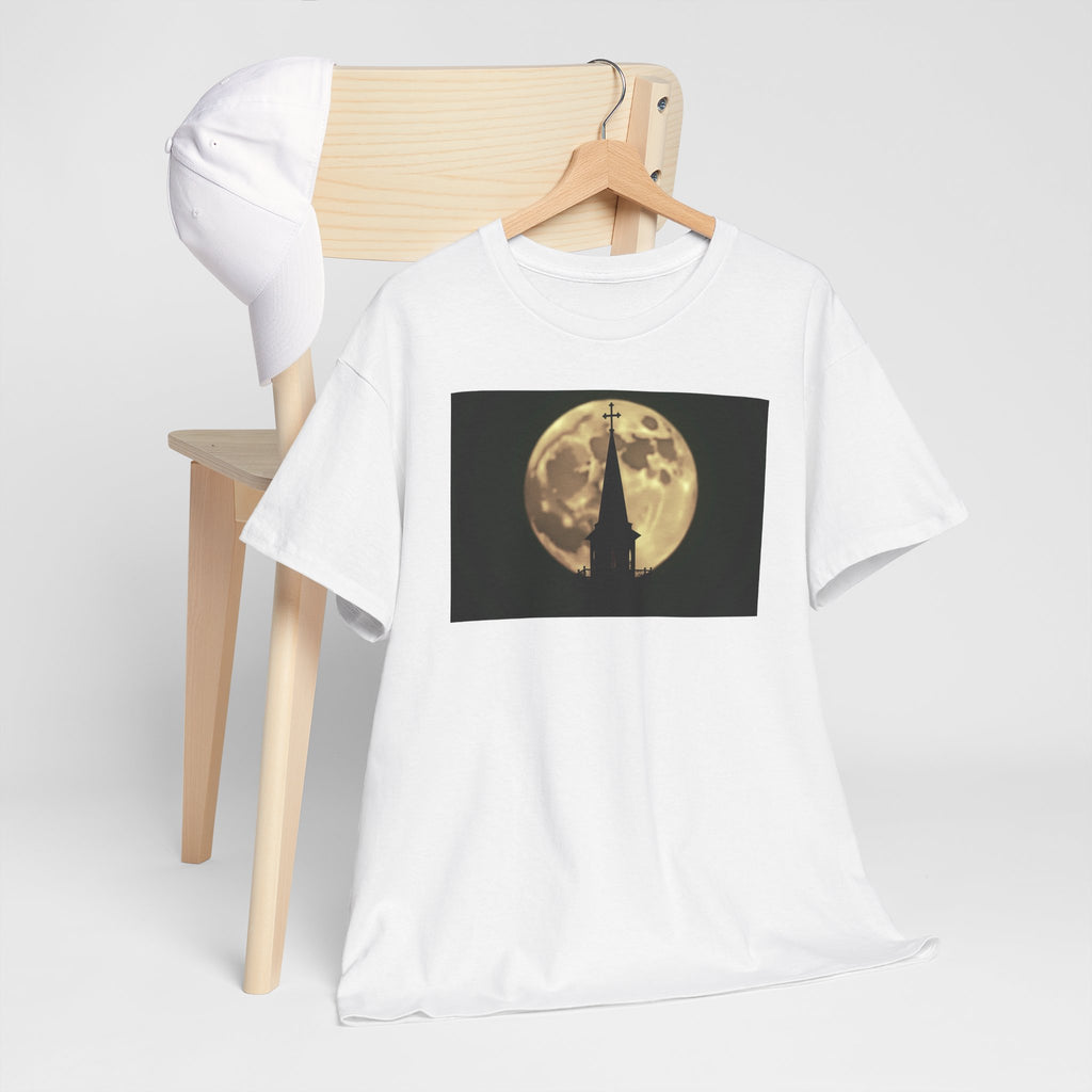 Moonlit Church Steeple - T-Shirt | Religious Inspirational Tee | Beauty of the Night Sky