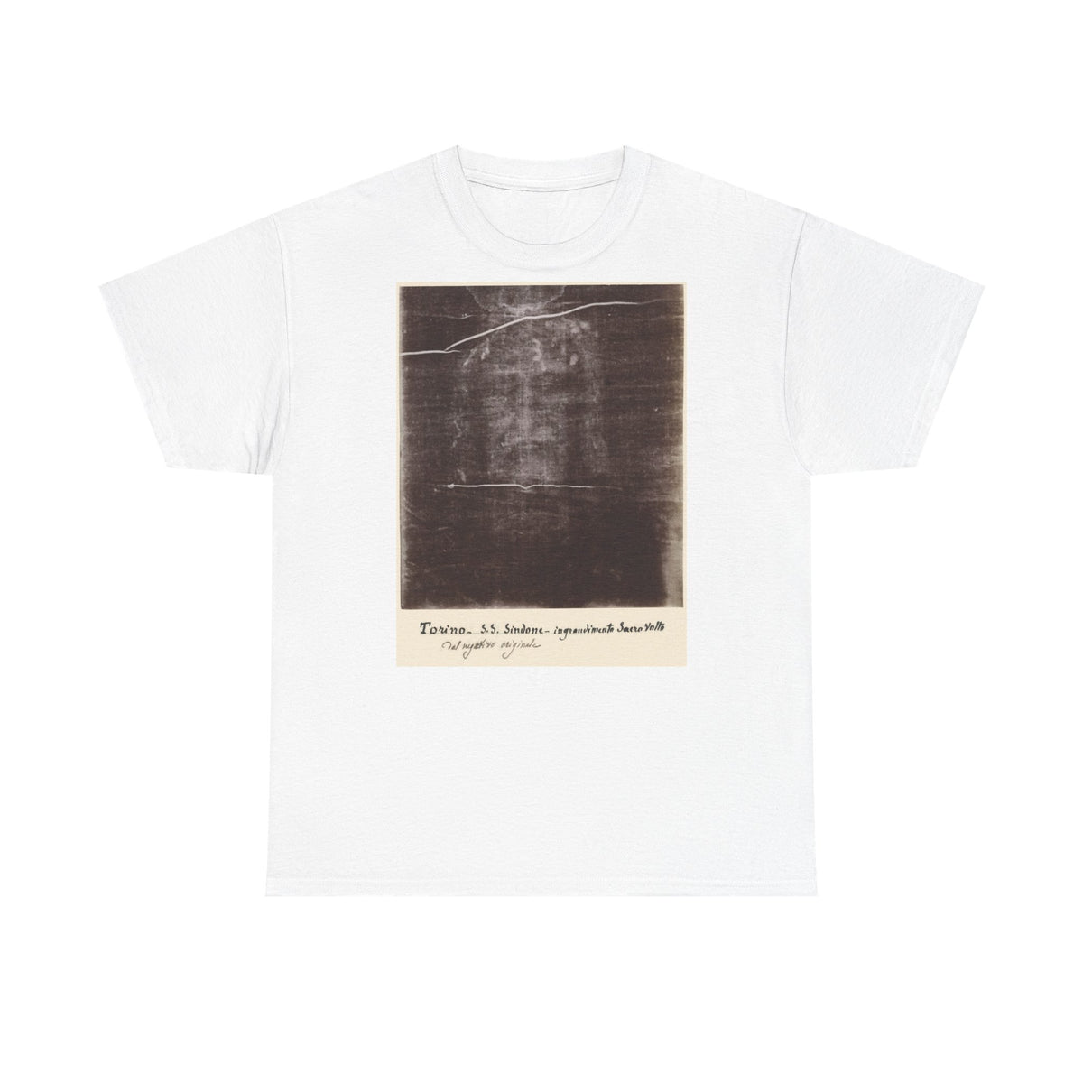 The Holy Face of Jesus - Shroud of Turin 1898 - T-Shirt - Secondo Pia Historic Photographic Negative - Vintage Christian Art