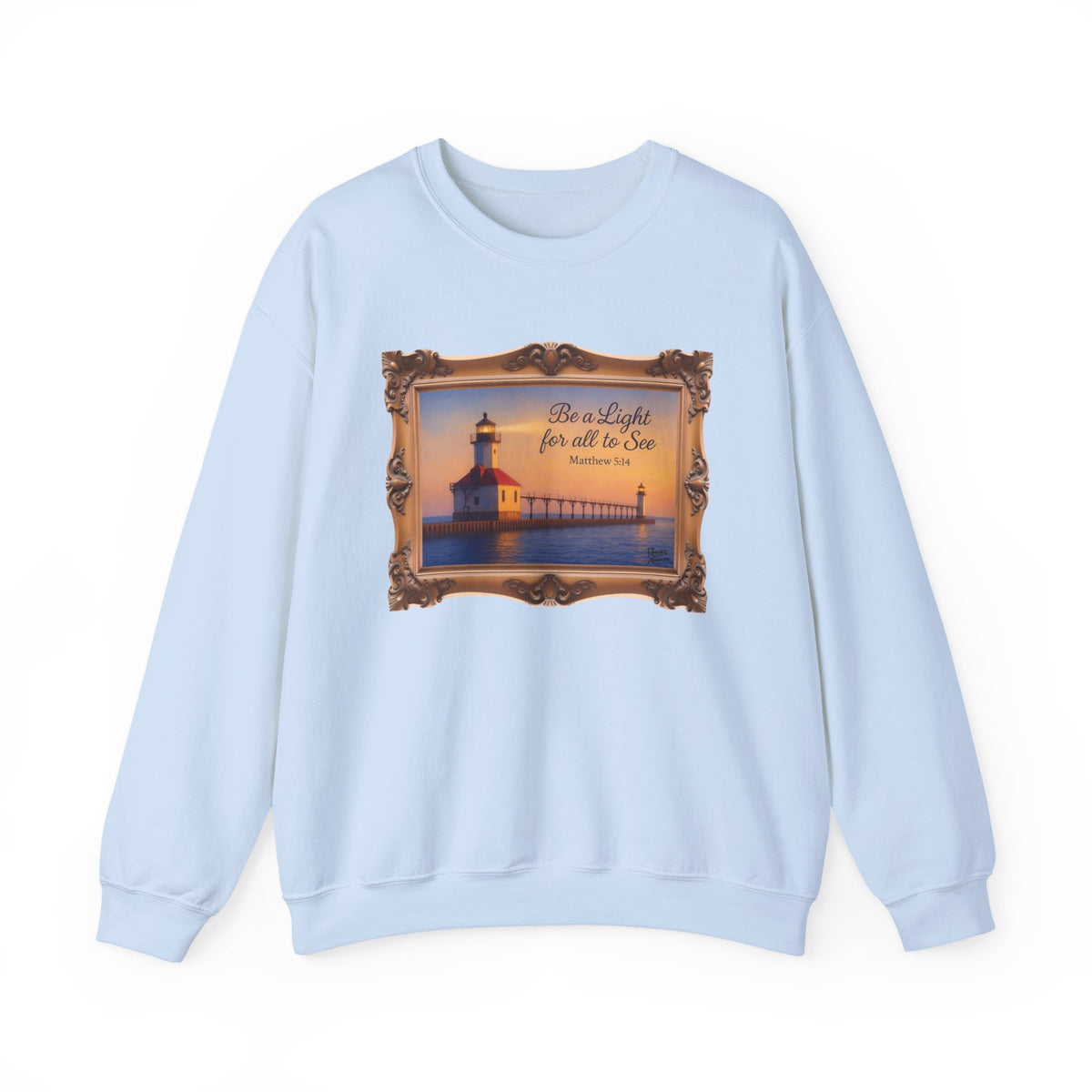 Be a Light - Matthew 5:14 - Framed | Crewneck Sweatshirt | Christian Art | Inspirational Scripture