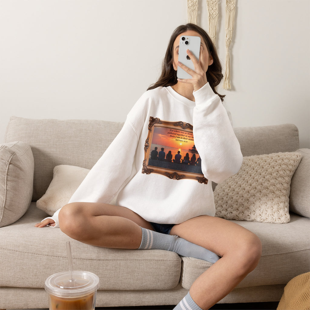 Where Two or Three Gather - Framed - Crewneck Sweatshirt | Matthew 18:20