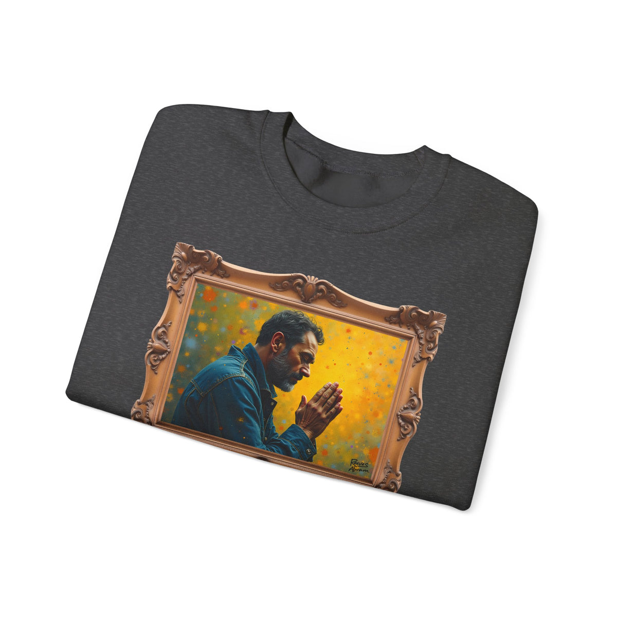 Man in Prayer - Framed | Crewneck Sweatshirt | Christian Art | Faith-Inspired
