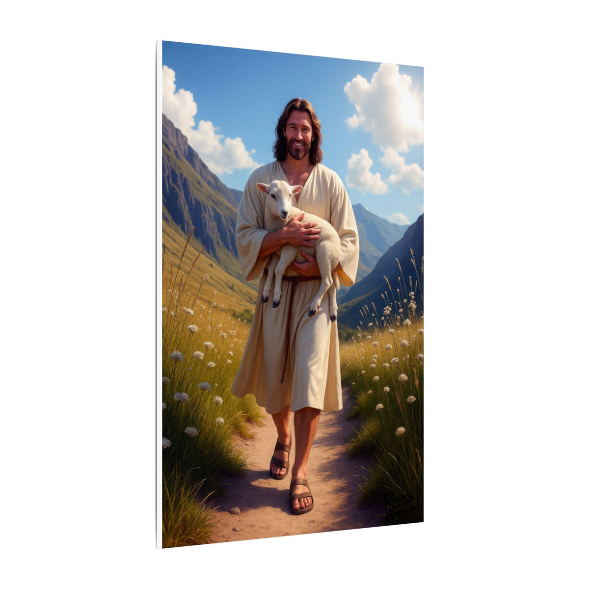 Jesus Carrying the Little Lamb | 24" x 36" Canvas (Vertical) | Christian Wall Art | Faith Home Decor | The Good Shepherd
