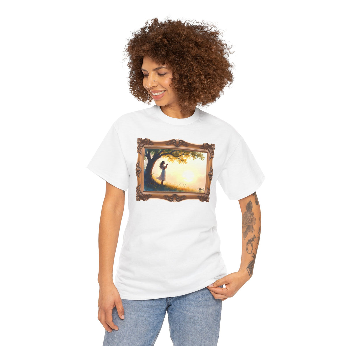Woman's Sunrise Prayer in Nature - Framed - T-Shirt | Religious Inspirational Tee, Prayer Shirt