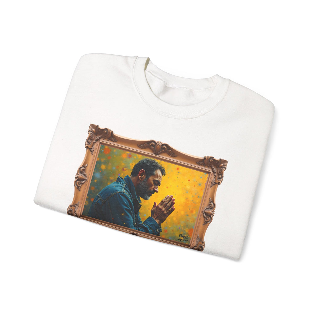 Man in Prayer - Framed | Crewneck Sweatshirt | Christian Art | Faith-Inspired