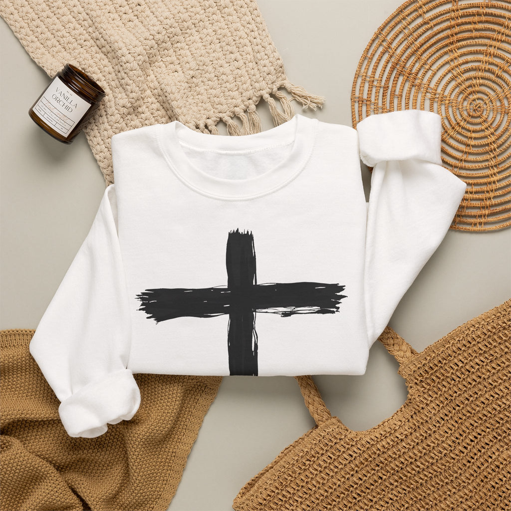 Minimalist Cross - Crewneck Sweatshirt | Bible Art