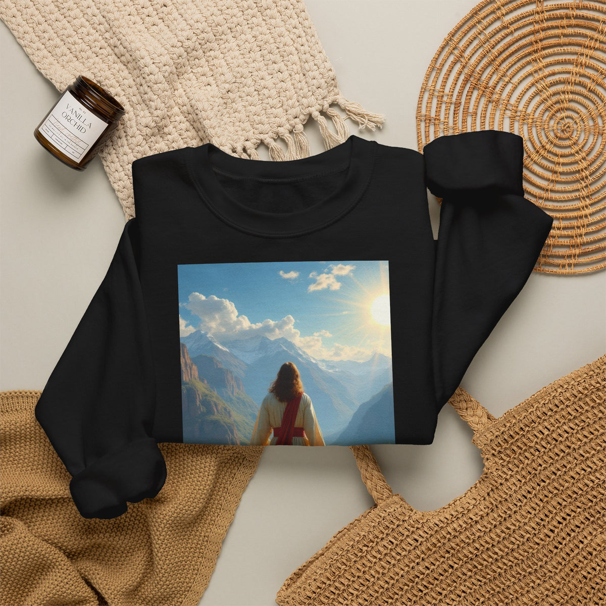 Jesus and the Lost Lamb | Crewneck Sweatshirt | Christian Art | Faith-Inspired