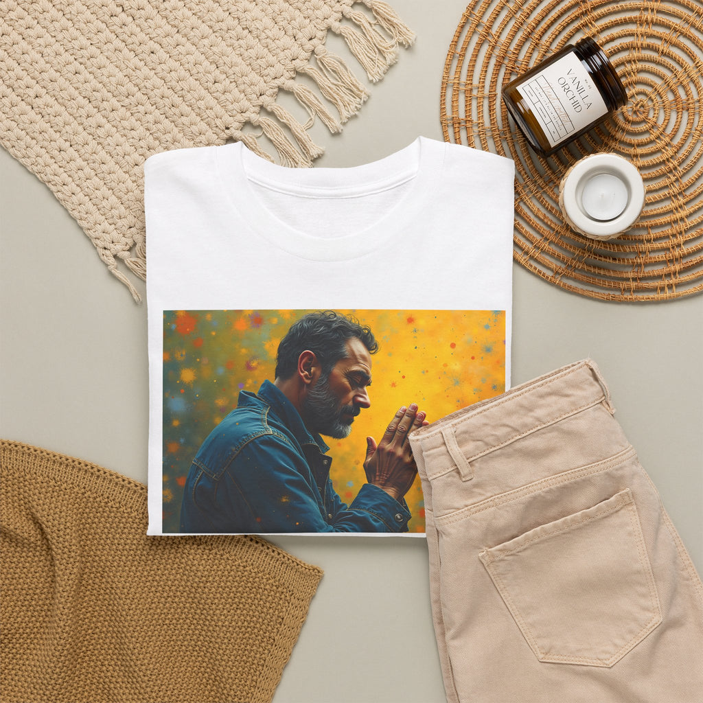 Man in Prayer - T-Shirt | Religious Inspirational Tee, Prayer Artwork