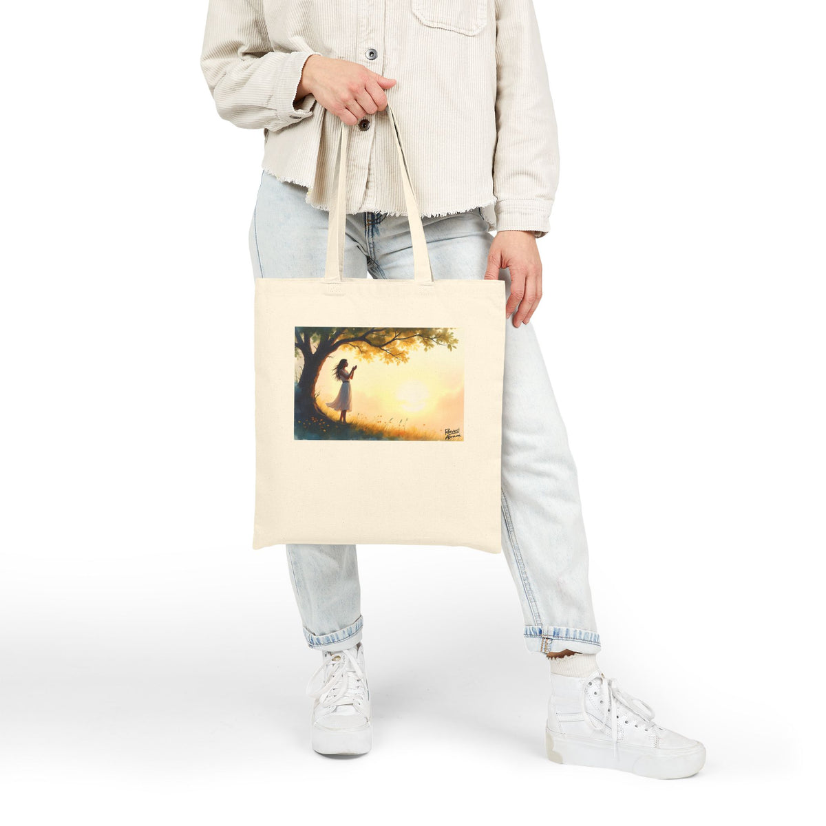 Woman's Sunrise Prayer in Nature - Canvas Tote Bag