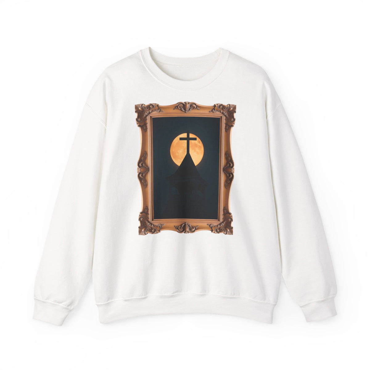 Church Steeple Moon - Framed - Crewneck Sweatshirt | Beauty of the Night Sky