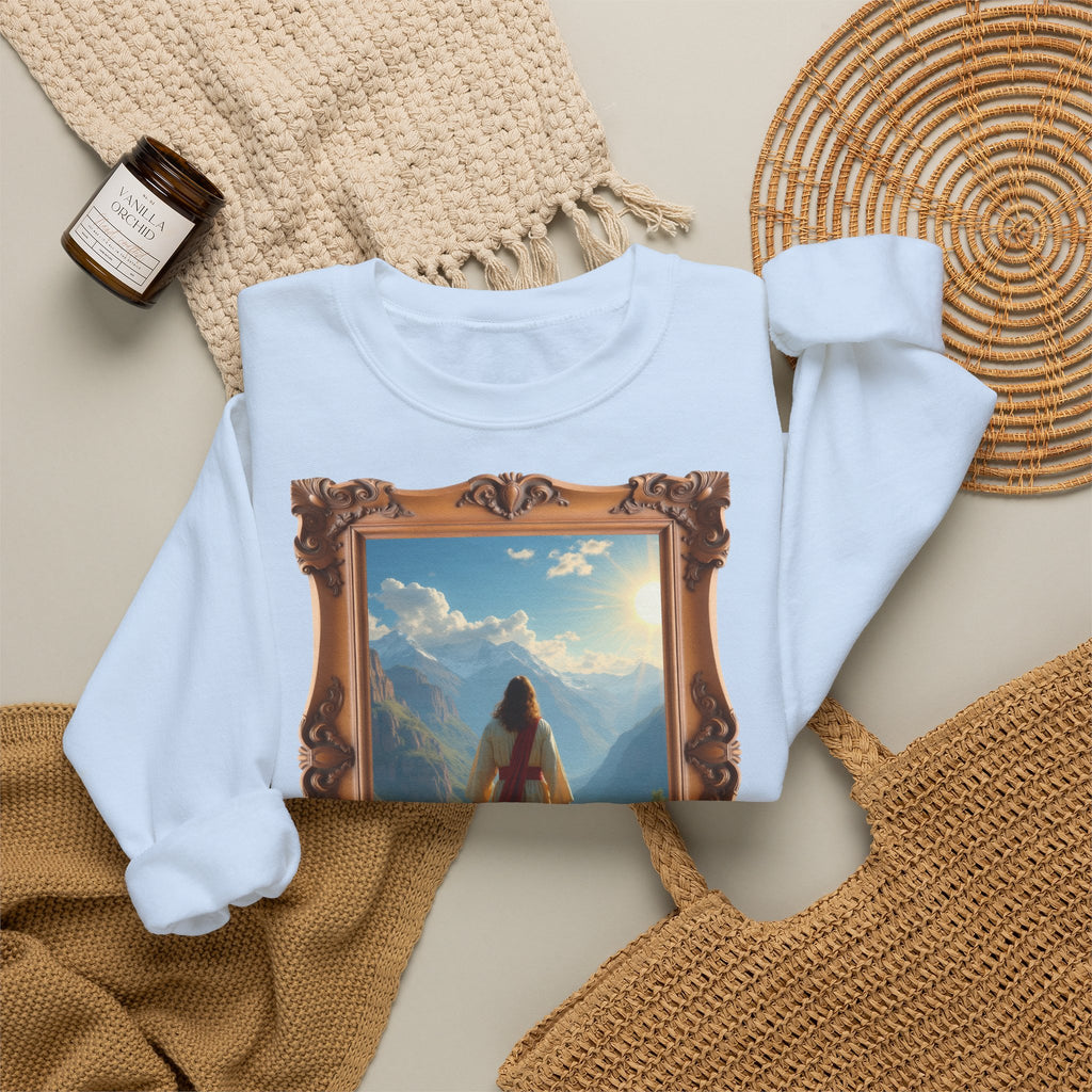 Jesus and the Lost Lamb - Framed | Crewneck Sweatshirt | Christian Art | Faith-Inspired