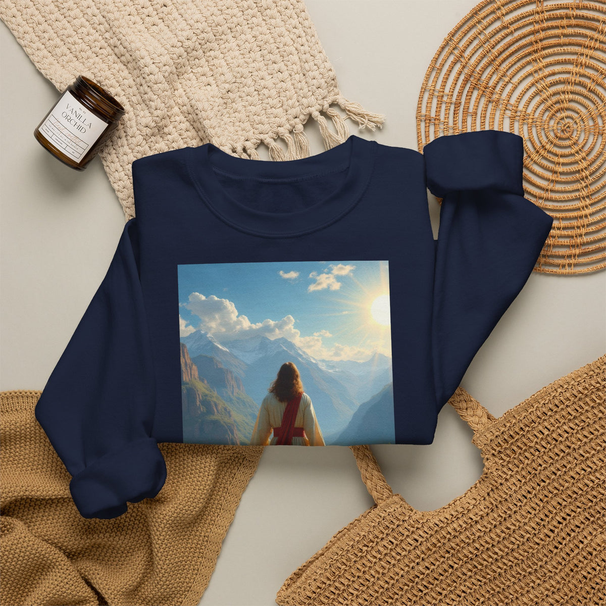 Jesus and the Lost Lamb | Crewneck Sweatshirt | Christian Art | Faith-Inspired