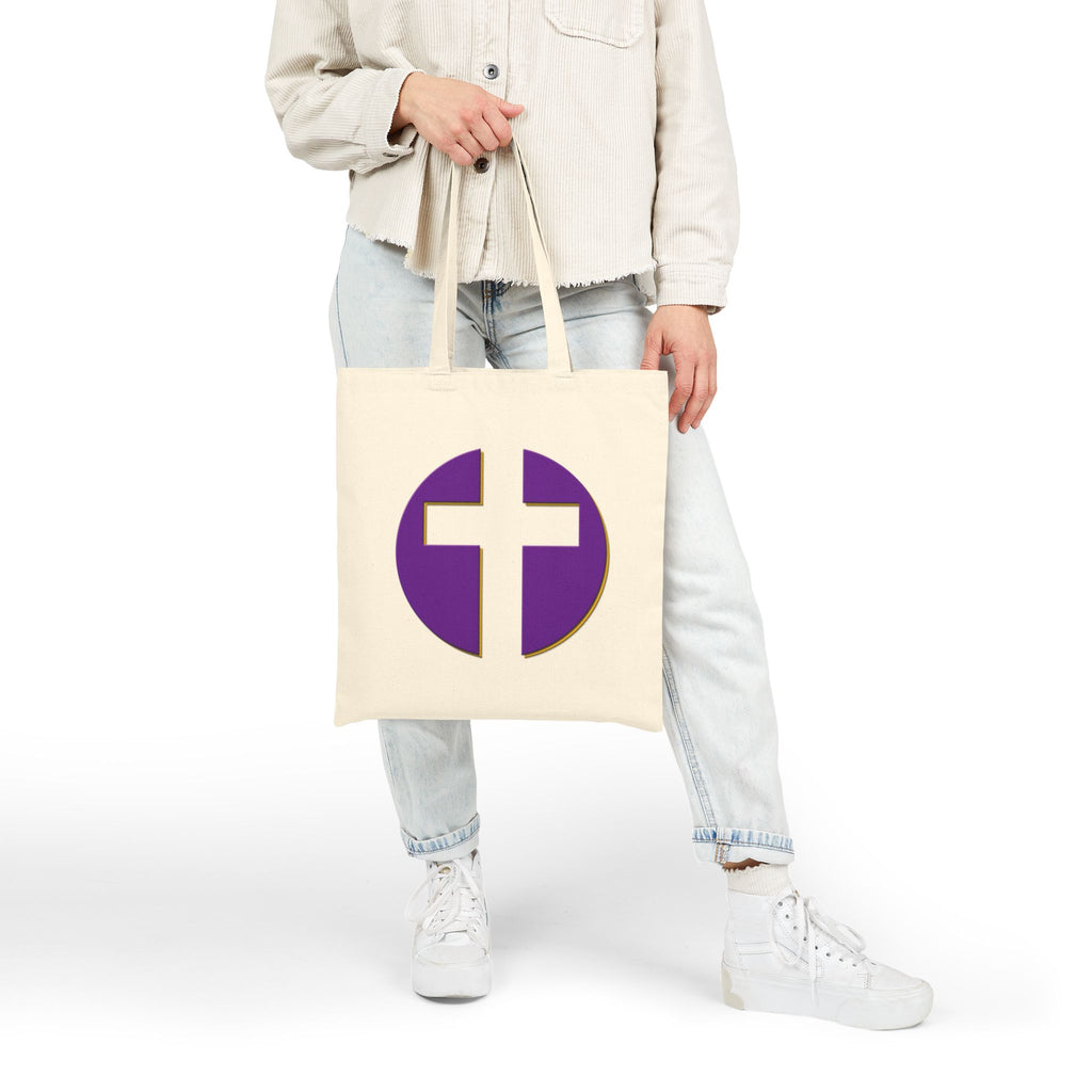 Minimalist Cross Circle - Canvas Tote Bag