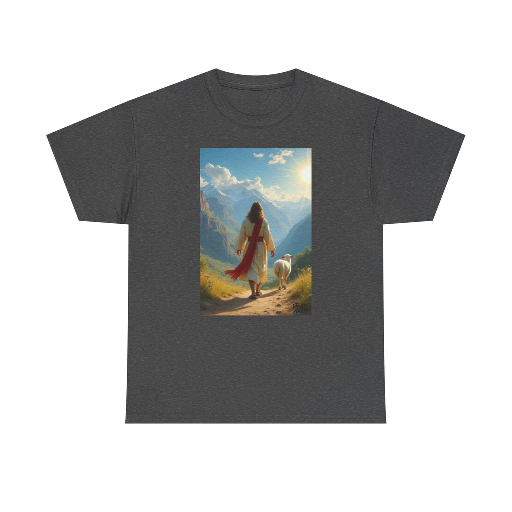 Jesus and the Lost Lamb - T-Shirt | Religious Inspirational Tee, Jesus Faith Artwork