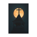 Church Steeple Moon | 24" x 36" Canvas (Vertical) | Christian Wall Art | Faith Home Decor | Inspirational Night Landscape