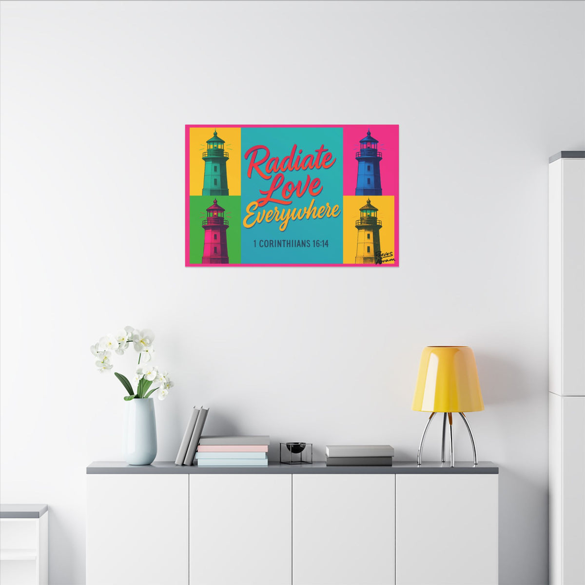 Radiate Love Everywhere | 36" x 24" Canvas (Horizontal) | Christian Pop Art | Faith Wall Decor