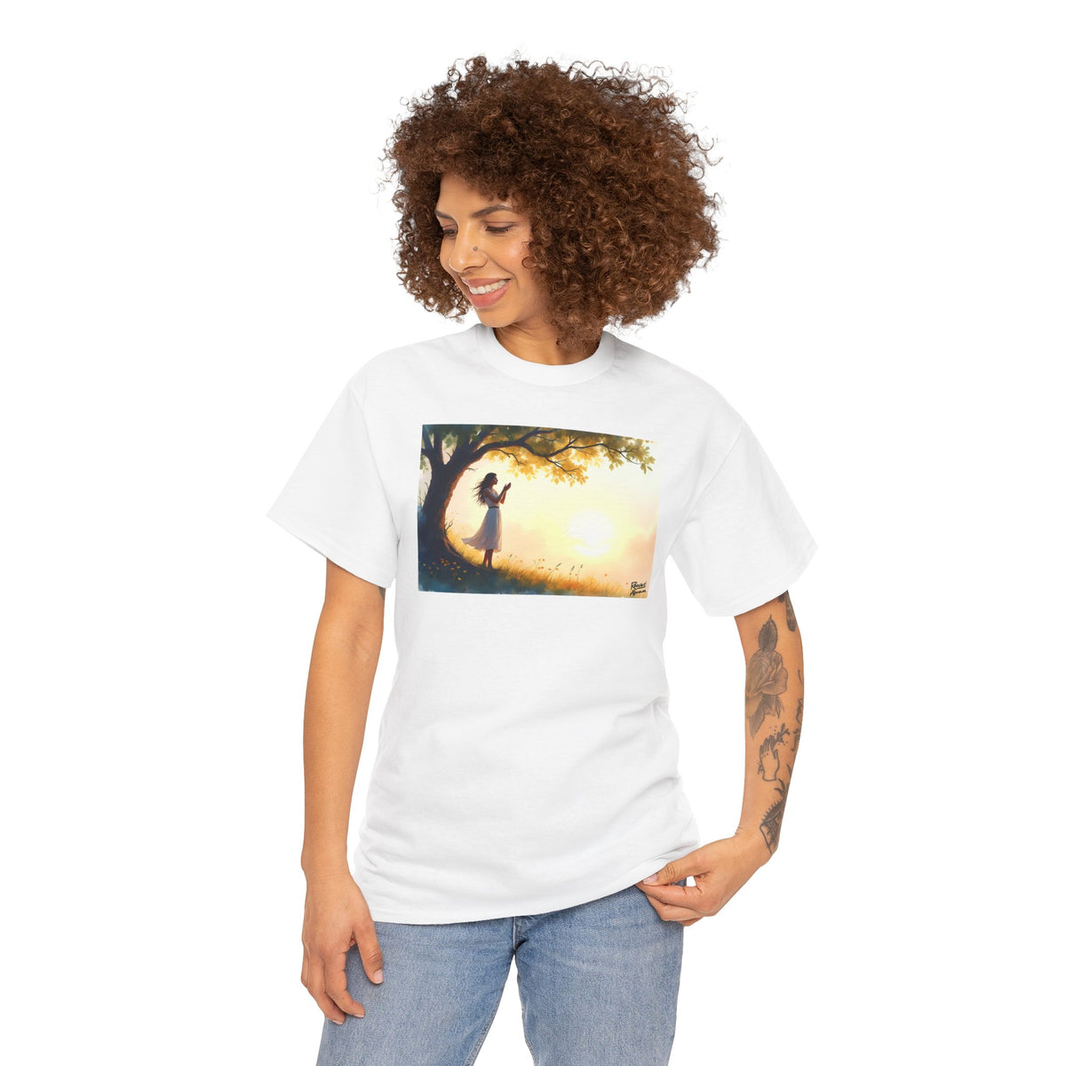 Woman's Sunrise Prayer in Nature - T-Shirt | Religious Inspirational Tee, Prayer Shirt