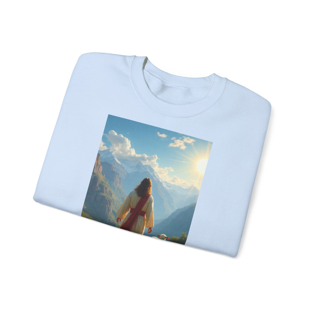 Jesus and the Lost Lamb | Crewneck Sweatshirt | Christian Art | Faith-Inspired