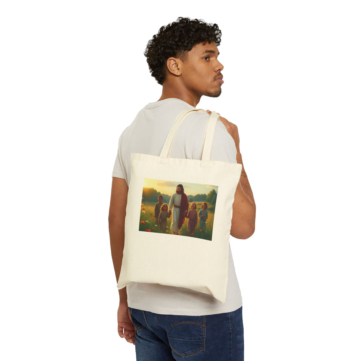 Jesus with Children in Wildflowers - Canvas Tote Bag