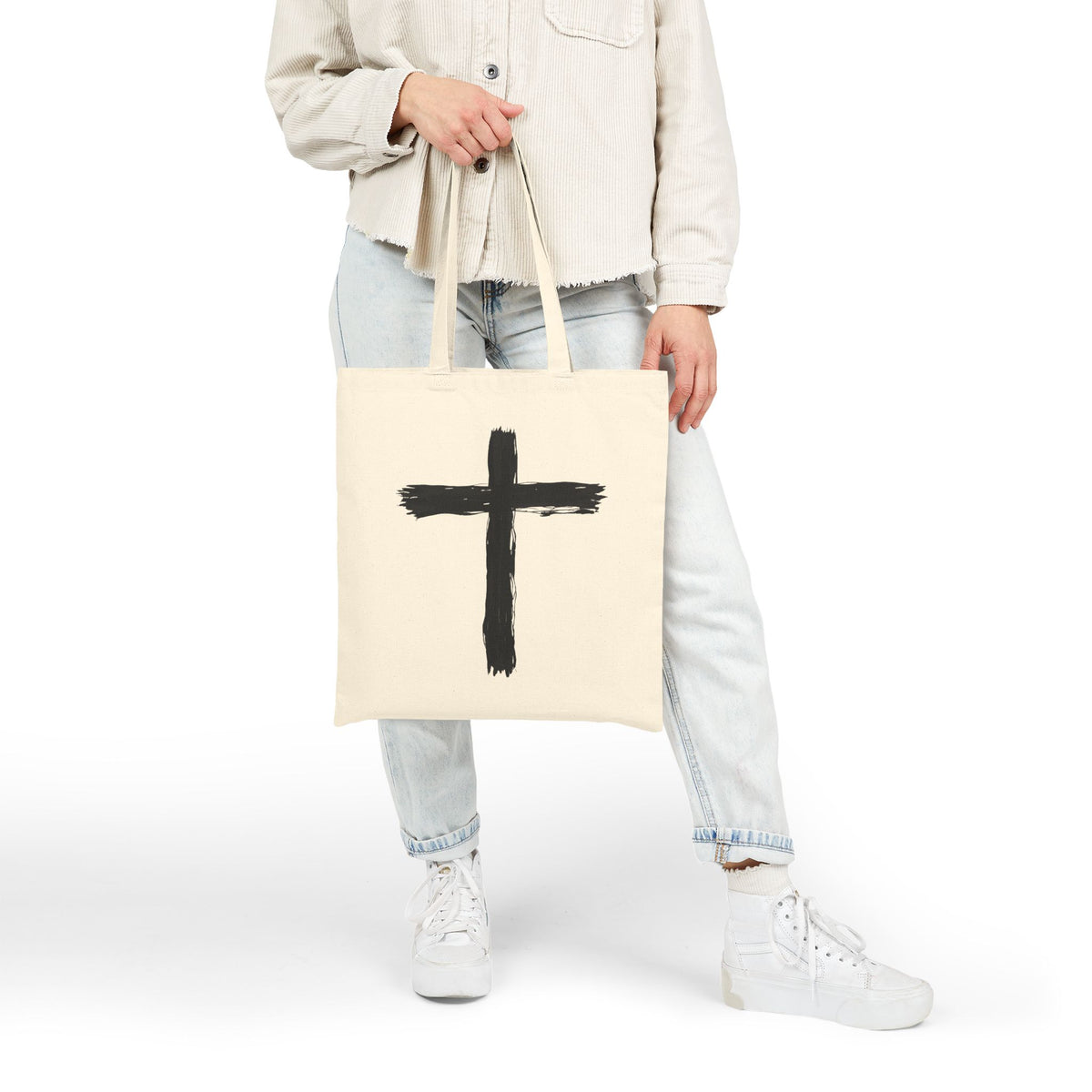 Minimalist Cross - Canvas Tote Bag