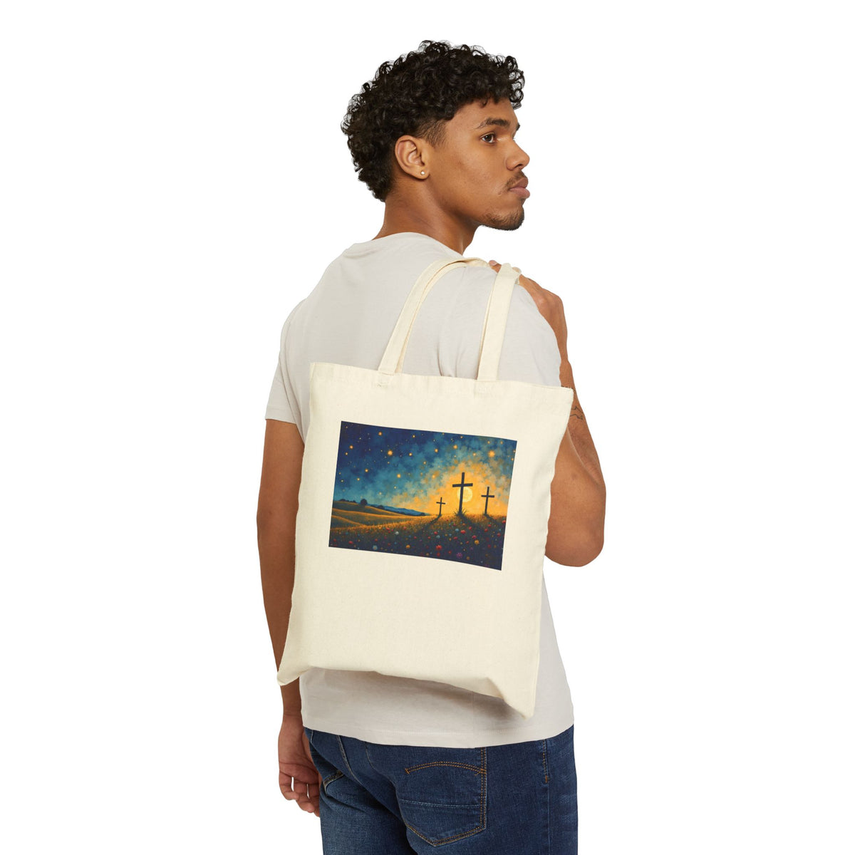 Three Crosses on Hill - Canvas Tote Bag