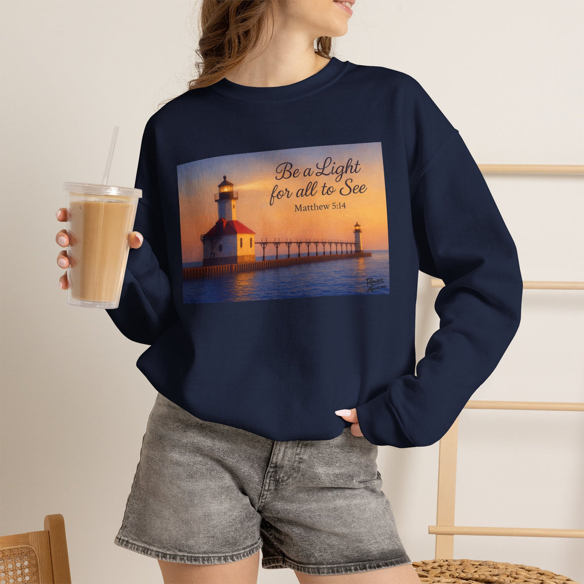 Be a Light - Matthew 5:14 | Crewneck Sweatshirt | Christian Art | Inspirational Scripture