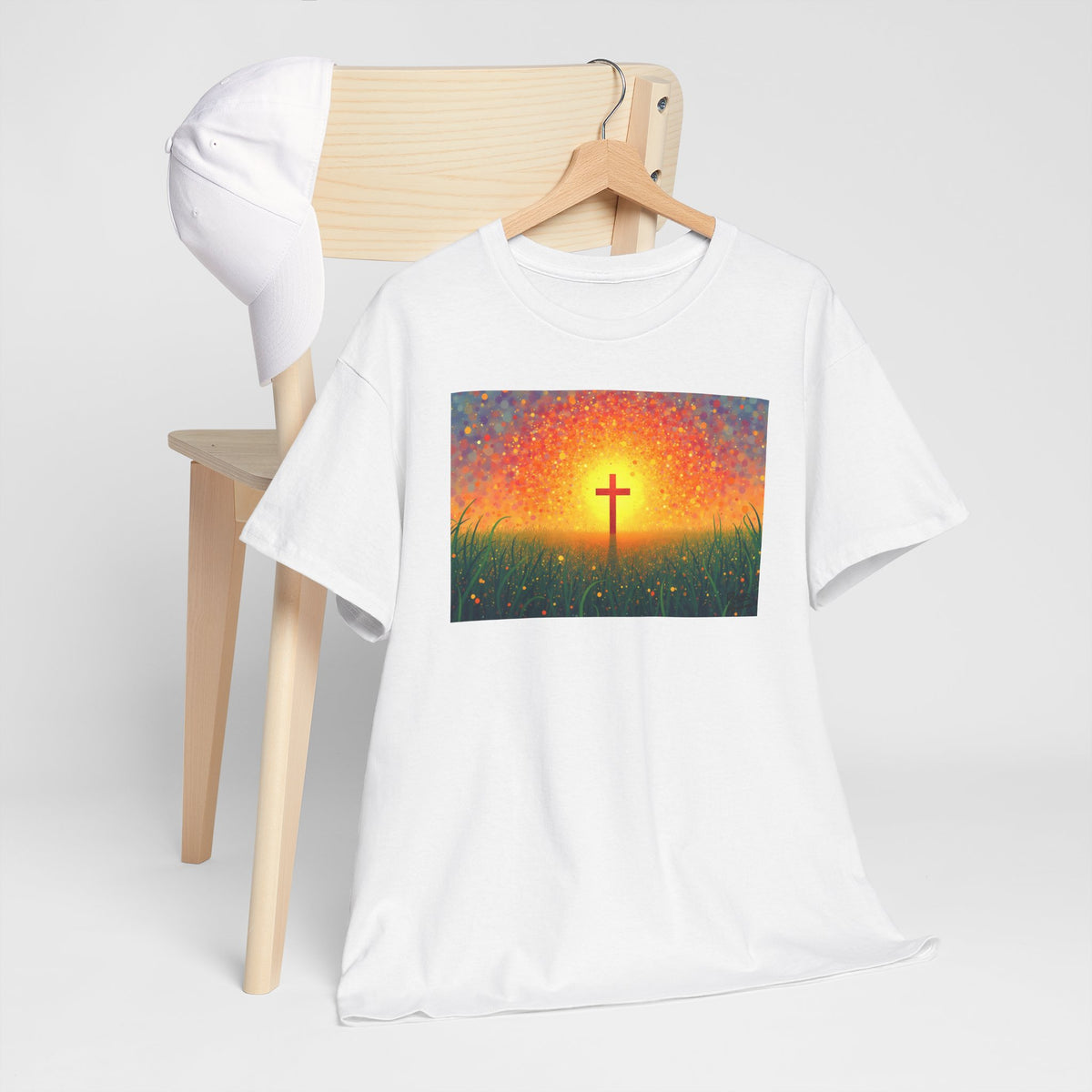 Glowing Cross in the Field - T-Shirt | Religious Inspirational Tee | Cross of Christ