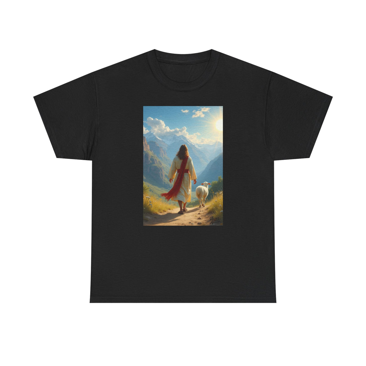 Jesus and the Lost Lamb - T-Shirt | Religious Inspirational Tee, Jesus Faith Artwork