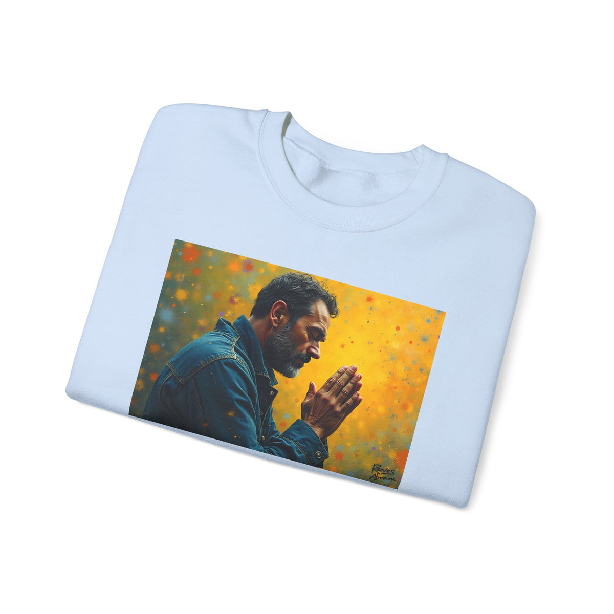 Man in Prayer | Crewneck Sweatshirt | Christian Art | Faith-Inspired