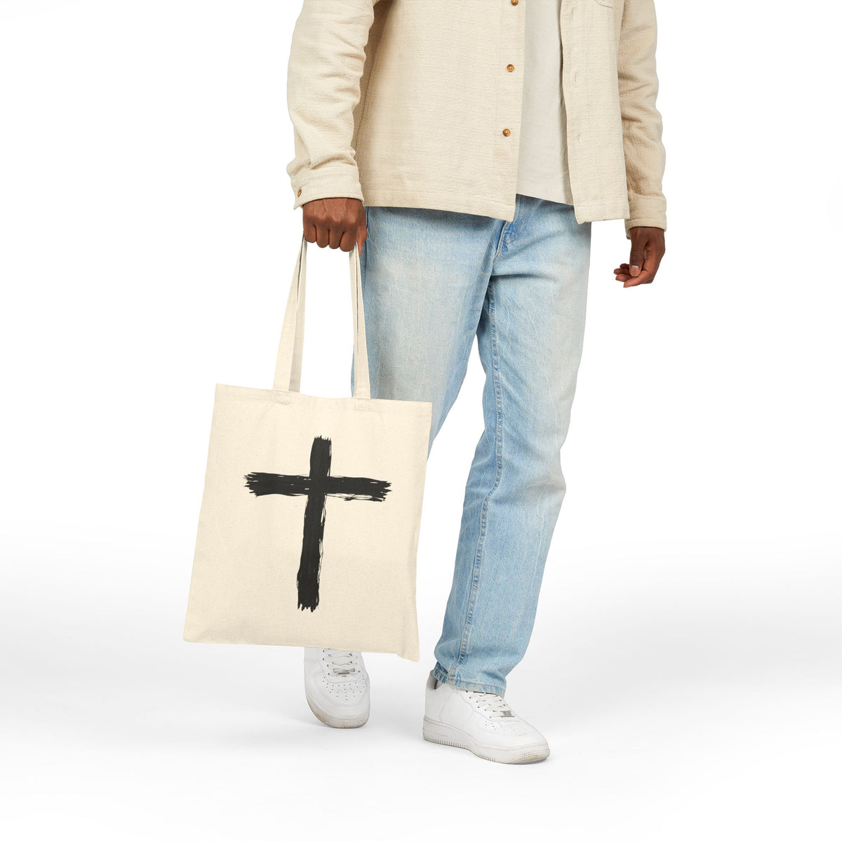 Minimalist Cross - Canvas Tote Bag