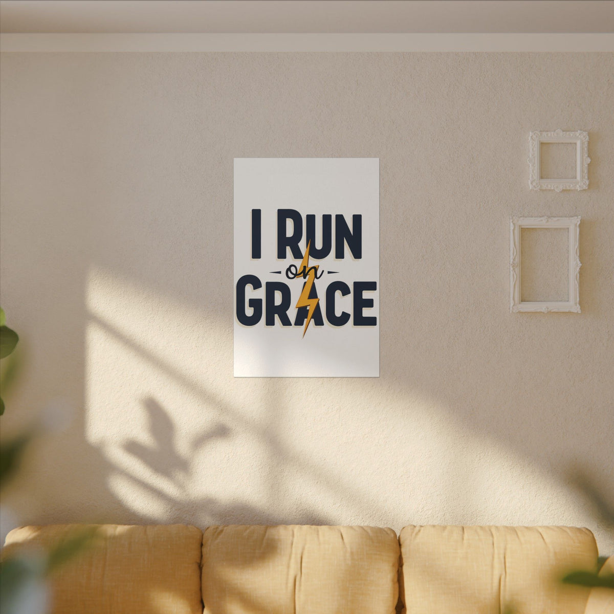 I Run on Grace | 24" x 36" Canvas (Vertical) | Christian Wall Art | Faith Home Decor | Strength for the Journey