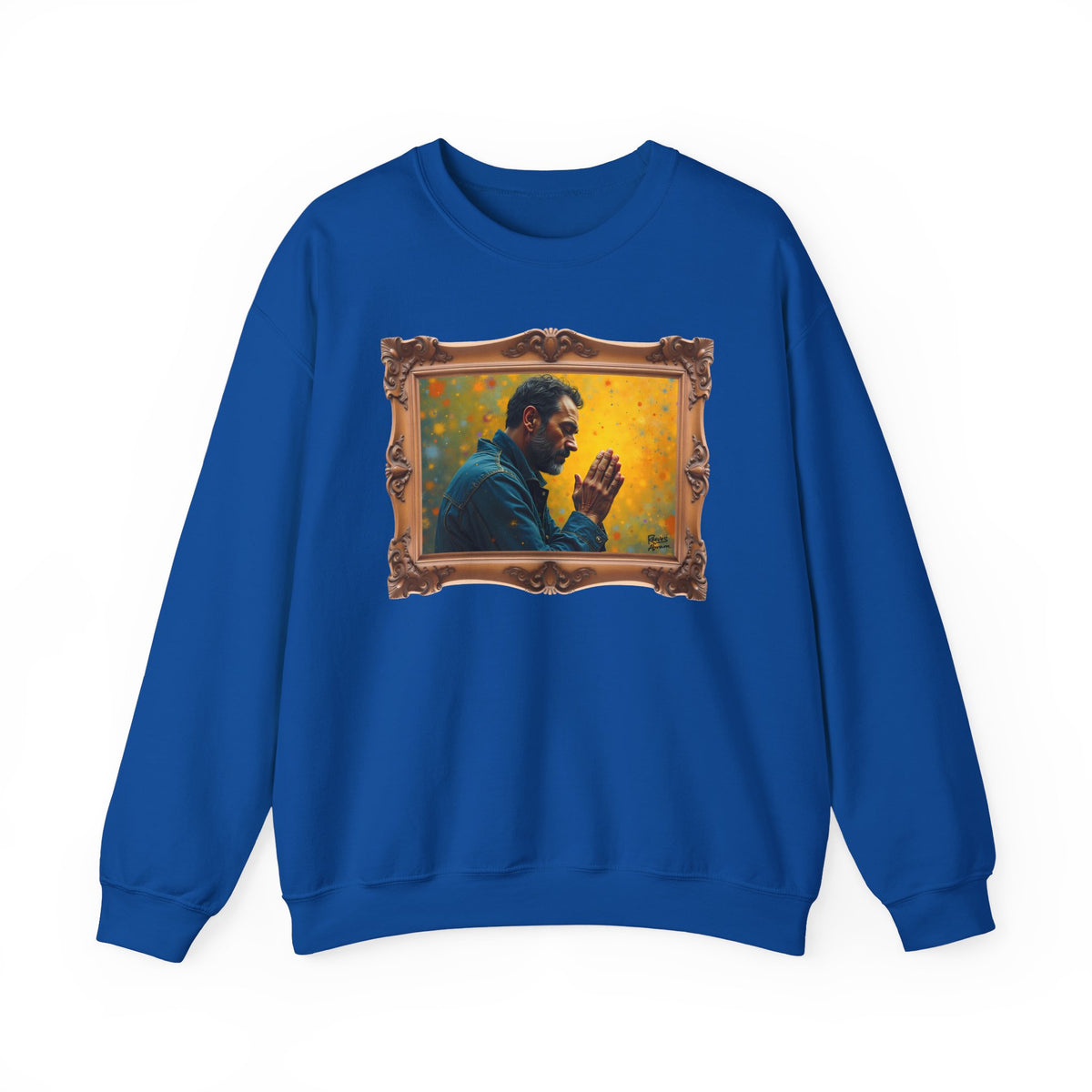 Man in Prayer - Framed | Crewneck Sweatshirt | Christian Art | Faith-Inspired