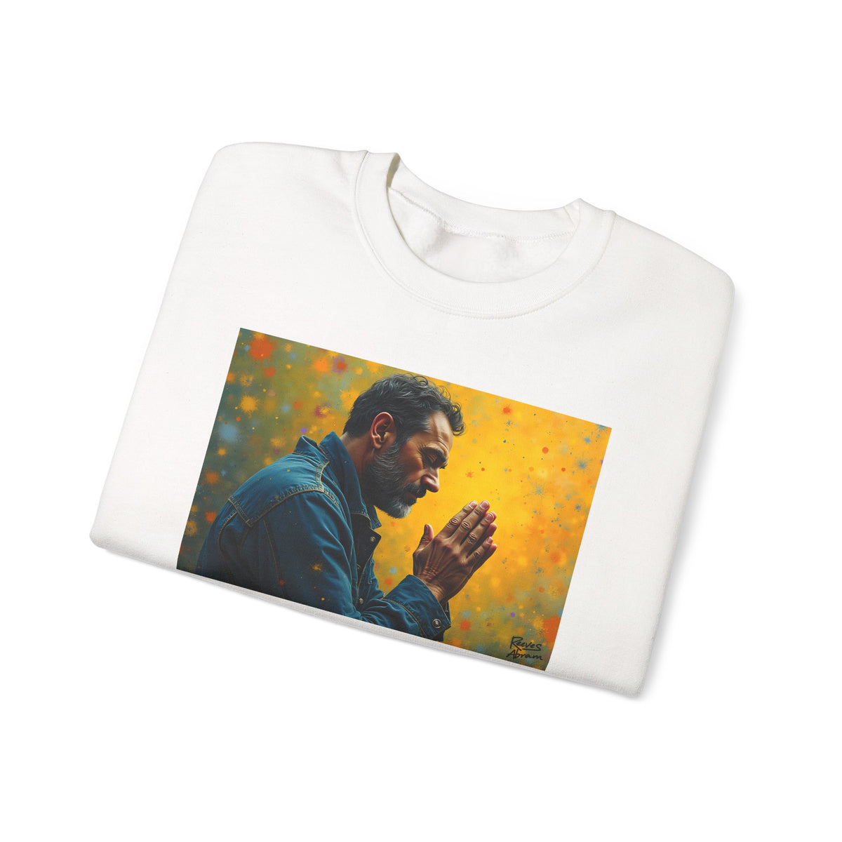 Man in Prayer | Crewneck Sweatshirt | Christian Art | Faith-Inspired